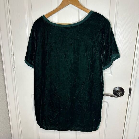 Ivy Jane Forest Dark Green Velvet Silk Blend Scoop Neck Blouse Whinsygoth Grunge - Picture 3 of 6